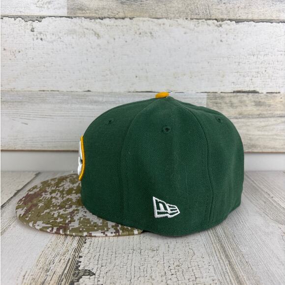 New Era 59Fifty Green Bay Packers Fitted Baseball Hat 7 1/8 Camo Green NFL Cap - Picture 5 of 5
